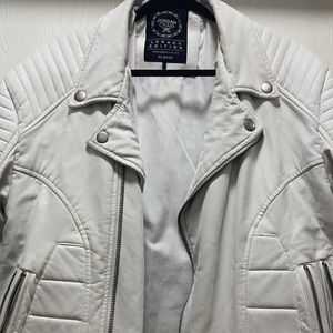 MENS JORDAN CRAIG FAUX LEATHER WHITE JACKET!!